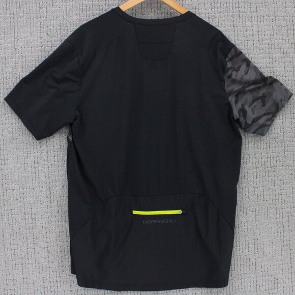 Garneau Cycling Shirt Mens XL Black Solid Short Sleeve V Neck Camo Arms - Picture 6 of 8